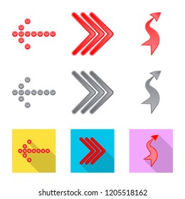 Vector design of element and arrow sign. Collection of element and direction vector icon for stock.