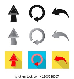 Vector design of element and arrow sign. Collection of element and direction stock vector illustration.