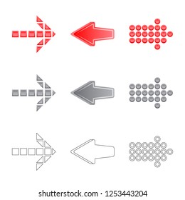 Vector design of element and arrow sign. Collection of element and direction stock symbol for web.