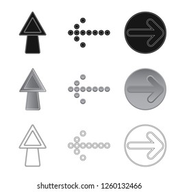 Vector design of element and arrow sign. Collection of element and direction vector icon for stock.