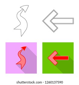 Vector design of element and arrow sign. Collection of element and direction stock symbol for web.