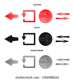 Vector design of element and arrow sign. Set of element and direction stock vector illustration.