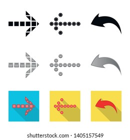 Vector design of element and arrow sign. Set of element and direction stock symbol for web.