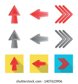 Vector design of element and arrow sign. Collection of element and direction vector icon for stock.