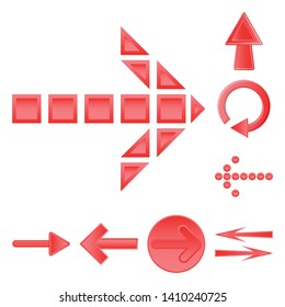 Vector design of element and arrow sign. Set of element and direction stock symbol for web.