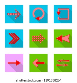 Vector design of element and arrow symbol. Set of element and direction stock symbol for web.