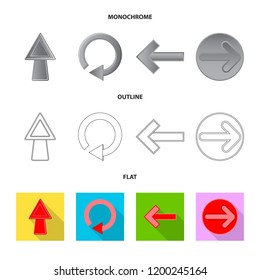 Vector design of element and arrow symbol. Collection of element and direction vector icon for stock.