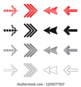Vector design of element and arrow symbol. Set of element and direction vector icon for stock.