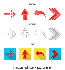 Vector design of element and arrow symbol. Set of element and direction stock vector illustration.