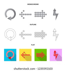 Vector design of element and arrow symbol. Set of element and direction vector icon for stock.