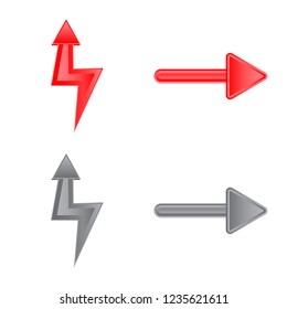 Vector design of element and arrow symbol. Collection of element and direction stock symbol for web.