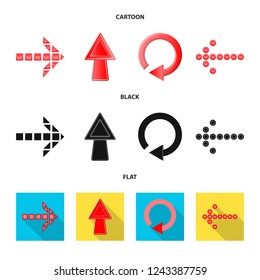 Vector design of element and arrow symbol. Set of element and direction vector icon for stock.