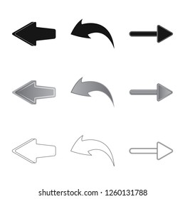 Vector design of element and arrow symbol. Collection of element and direction stock symbol for web.