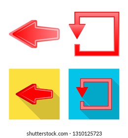 Vector design of element and arrow symbol. Collection of element and direction vector icon for stock.
