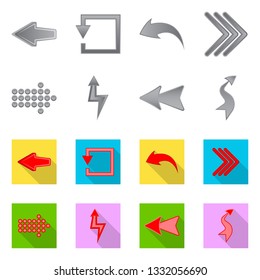 Vector design of element and arrow symbol. Collection of element and direction stock vector illustration.