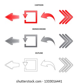 Vector design of element and arrow symbol. Collection of element and direction stock vector illustration.