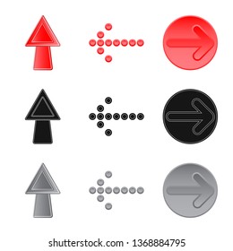 Vector design of element and arrow symbol. Set of element and direction vector icon for stock.