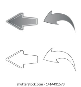 Vector design of element and arrow symbol. Collection of element and direction stock symbol for web.