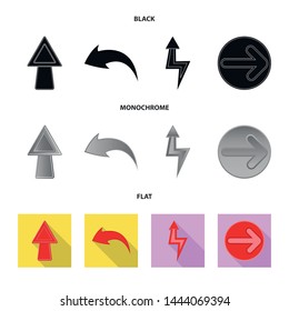 Vector design of element and arrow symbol. Collection of element and direction vector icon for stock.