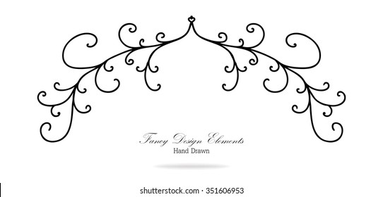 vector design element, beautiful fancy curls and swirls divider or underline design, black ink lines. Can be placed on any color. Wedding design element.