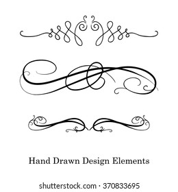 vector design element, beautiful fancy curls and swirls divider or underline design, black ink lines. Can be placed on any color. Wedding design element.