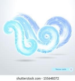 Vector design element. Beautiful frosty curls and snowflakes.