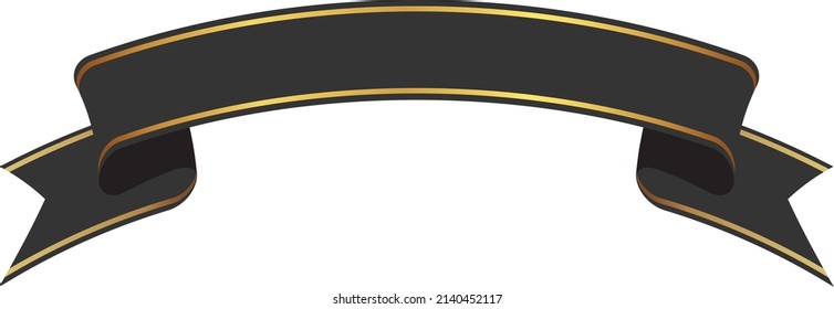 vector design element - black colored vintage ribbon banner label on white background