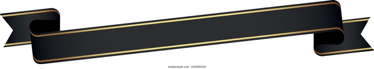 vector design element - black colored vintage ribbon banner label on white background