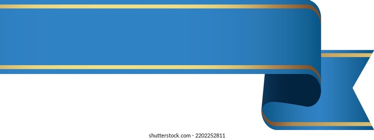 vector design element - blue colored vintage ribbon banner label with gold frame on white background