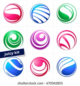 Vector design element, business logo, set of colorful icons  for Business, Technology, Communication, Media, Beauty, Fashion, Ecology and Medicine activity