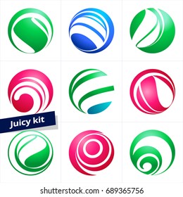 Vector design element, business logo, set of colorful icons for Business, Technology, Media, Fashion and Ecology