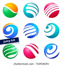 Vector design element, business logo, set of colorful icons for Business, Technology,  Fashion, Ecology, Medicine and Touristic activity