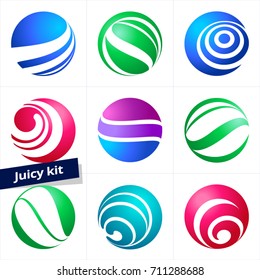 Vector design element, business logo, set of colorful icons for Business, Technology, Fashion, Ecology, Medicine.