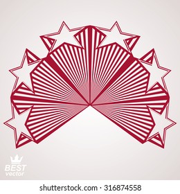 Vector design element, celebrative three-dimensional stars web element. Union and theme, eps8 3d heraldic object. Aristocratic symbol.