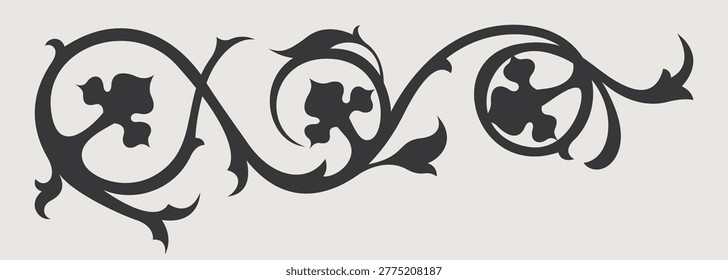 Vector design element of classic baroque ornaments with elegant scrollwork, medieval details.