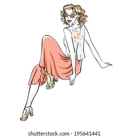 Vector design element, Fashon logo desing, woman sihouette