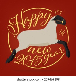 Vector design element featuring jumping sheep as a symbol of the new 2015 (according to chinese calendar) | Year of the sheep decoration for Happy new year greeting card