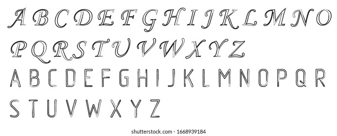 Vector design element of gold font numbers and typography alphabet letters. Vecton illustration on a dark isolated background