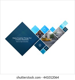 Vector Design Element for graphic layout. Abstract background template with squares and arrow for business and communication in flat style with mosaic connection concept. Modern poster.