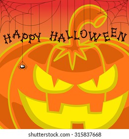 Vector design element halloween pumpkin and title on orange gradient background