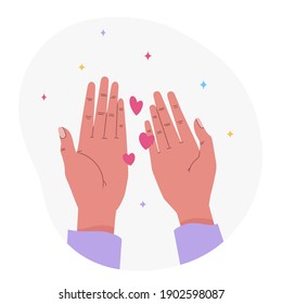Vector design element. Holding hands. Love, care and friendship