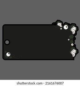 Vector design element: A holiday tag. For Halloween holidays, websites with Gothic clothes, on a smartphone case, etc. Eyes and leaves.