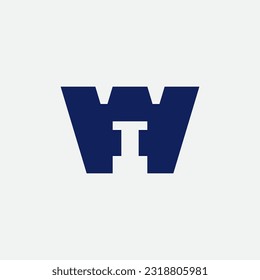 Vector design element or icon. IW logotype. Letters I inside letter W. WI.