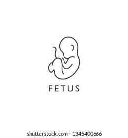 Vector design element and icon in linear style - fetus. Logo sign