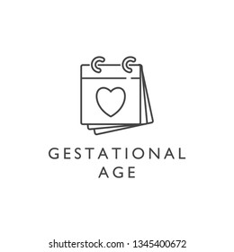 Vector design element and icon in linear style - pregnancy and gestational age. Logo sign