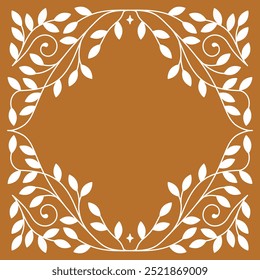 Vector design element and illustration in simple linear style - invitation., greeting card template with ornament and copy space for text, boho art logo design element and frame for social media 