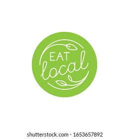 Vector Design Element, Logo Design Template, Icon And Badge For Natural And Organic Food - Eat Local - Cirlce Badge With Hand-lettering