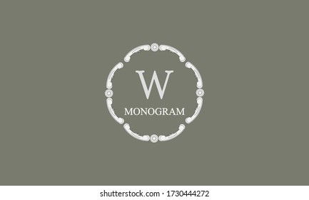 Vector design element. Luxury logo concept with letter W. Template for creating badges, symbols, emblems, monograms, frames.