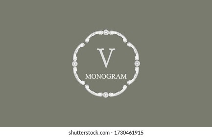 Vector design element. Luxury logo concept with letter V. Template for creating badges, symbols, emblems, monograms, frames.