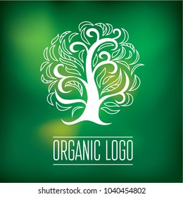 Vector design element for organic natural logo. Tree logotype symbol